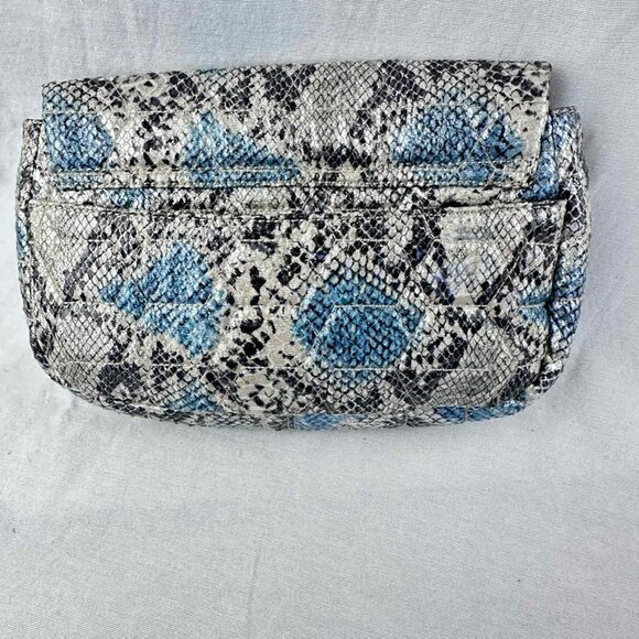 Jennifer Lopez Blue Snakeskin Shoulder Bag with Chain Strap - Picture 3 of 8